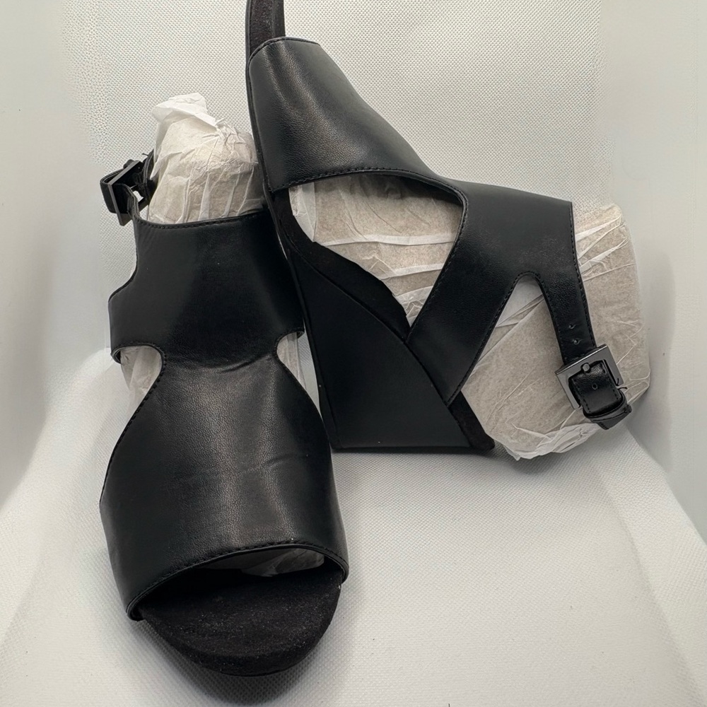 Black Wedge Sandals